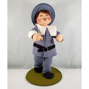 ANNALEE  12" Pilgrim Boy Rare Gray Blue Clothing 1993